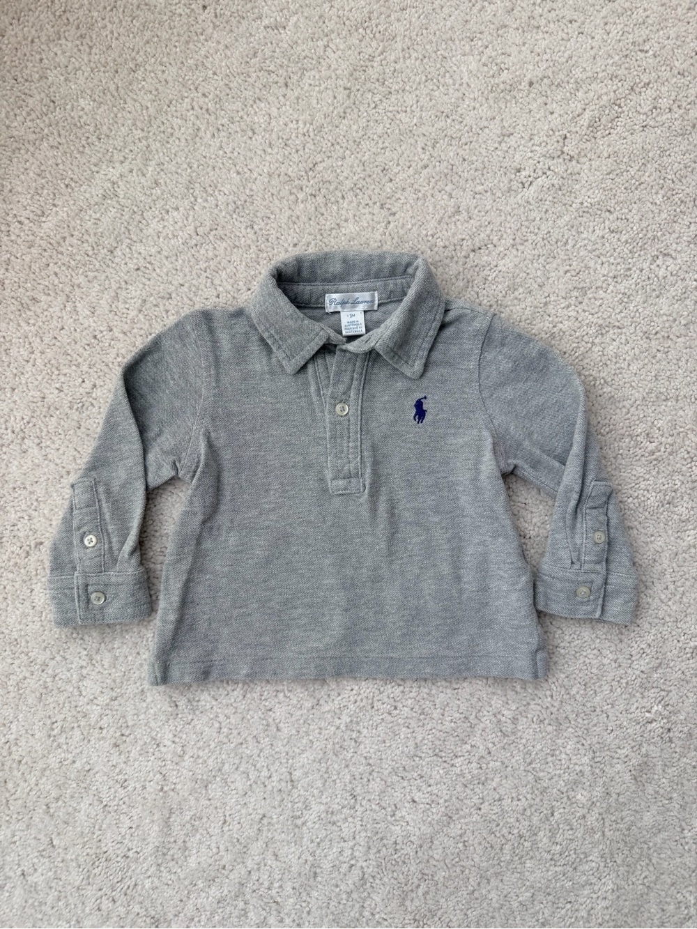 Ralph Lauren Gray Long-Sleeve Polo Shirt for Baby